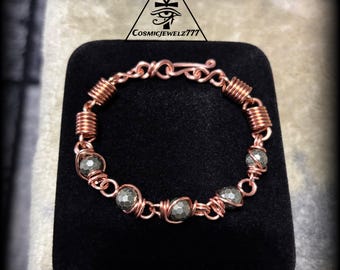 PYRITE • Faceted • Copper Crystal Bracelet