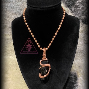 OBSIDIAN • Copper Crystal Pendant Necklace