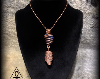 SODALITE • Clear QUARTZ • Copper Crystal Pendant Necklace