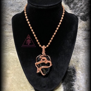 OBSIDIAN • Copper Crystal Pendant Necklace