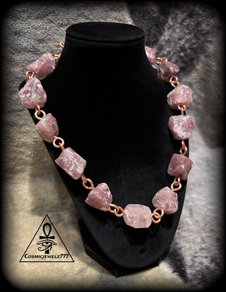 Strawberry QUARTZ • Rough • Raw • Copper Crystal Necklace (20”) - Etsy