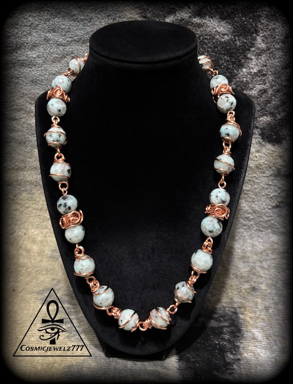 Kiwi JASPER • Copper Crystal Necklace