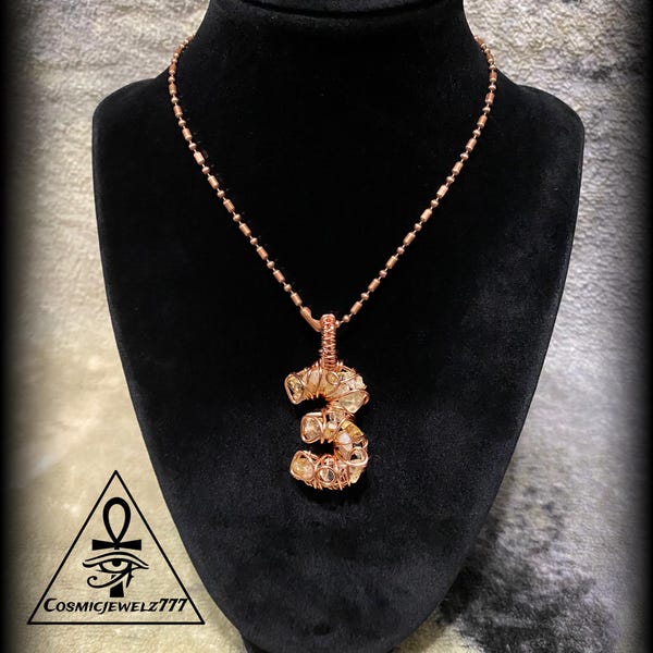 Number 3 • CHOOSE YOUR CRYSTAL • Life Path • Angel Number • Copper Pendant Necklace