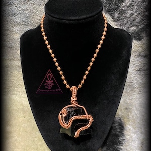 OBSIDIAN • Copper Crystal Pendant Necklace