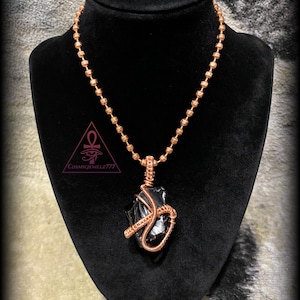 OBSIDIAN • Copper Crystal Pendant Necklace