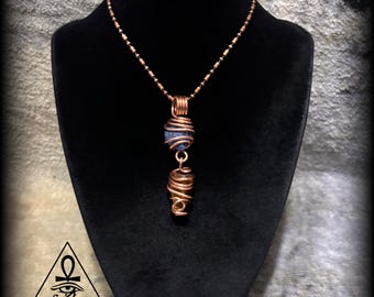 SODALITE • TIGERSEYE • Copper Crystal Pendant Necklace