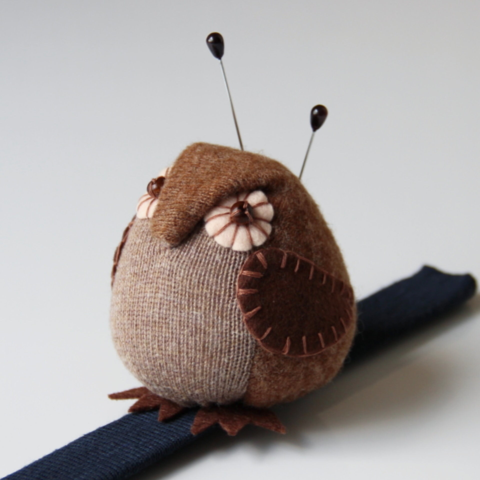 Owl pincushion Wrist pin cushion handmade Bird pin cushion Etsy