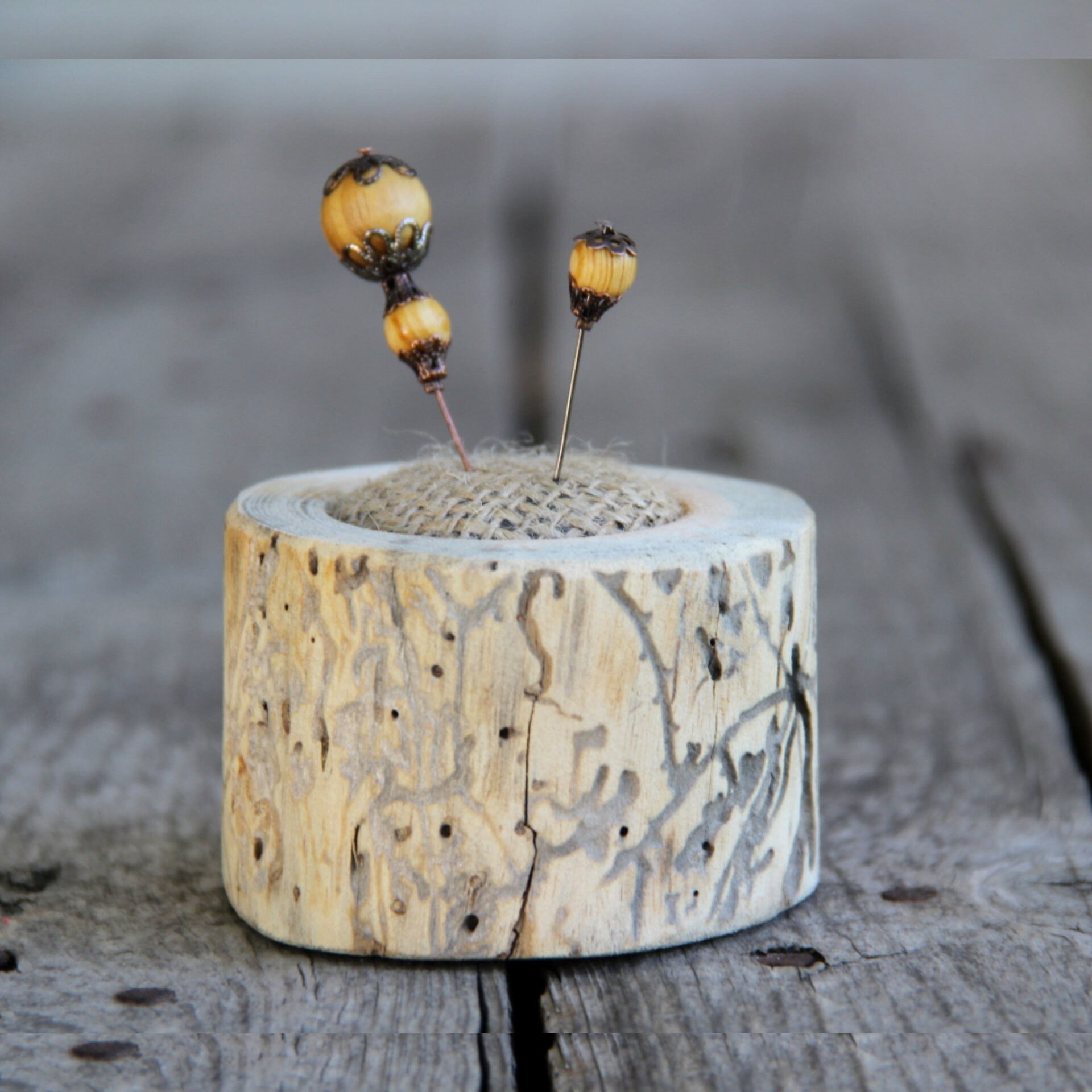 Handmade pincushion wood Needle sharpener wooden pin cushion Etsy