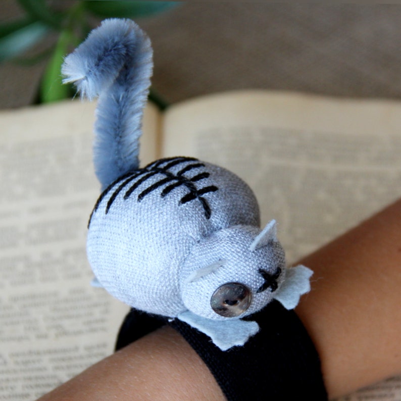 Cat pincushion handmade Cute wrist pin cushion animal Gray Etsy