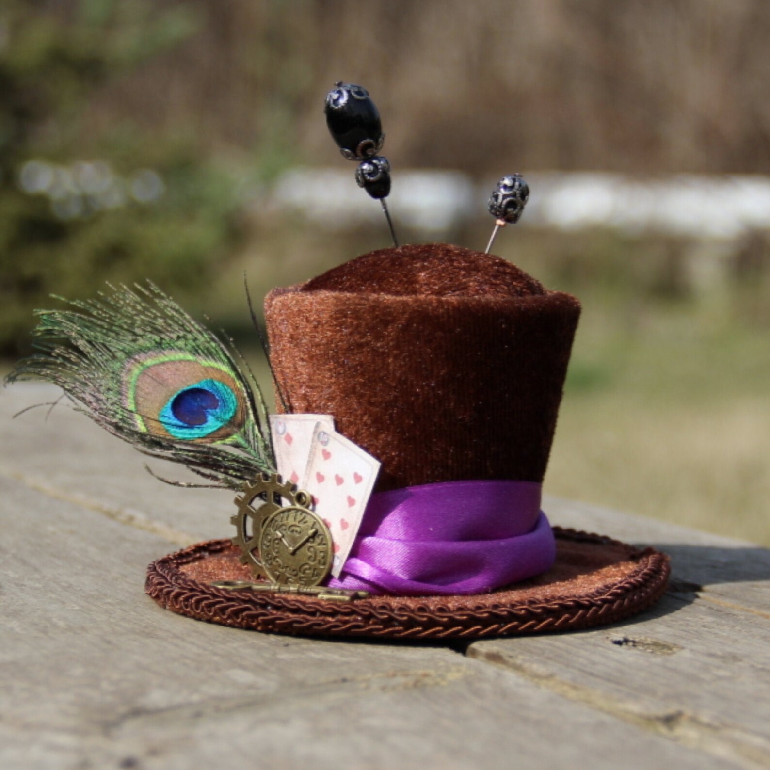 Hat pin cushion handmade Mad hatter hat pincushion Alice hat Etsy
