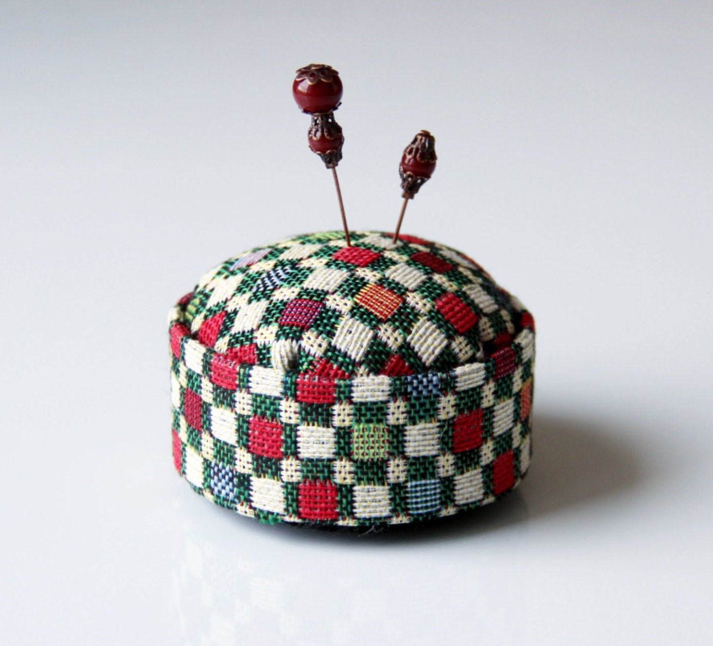 Checkered handmade pin cushion Emery pincushion Gobelin Etsy