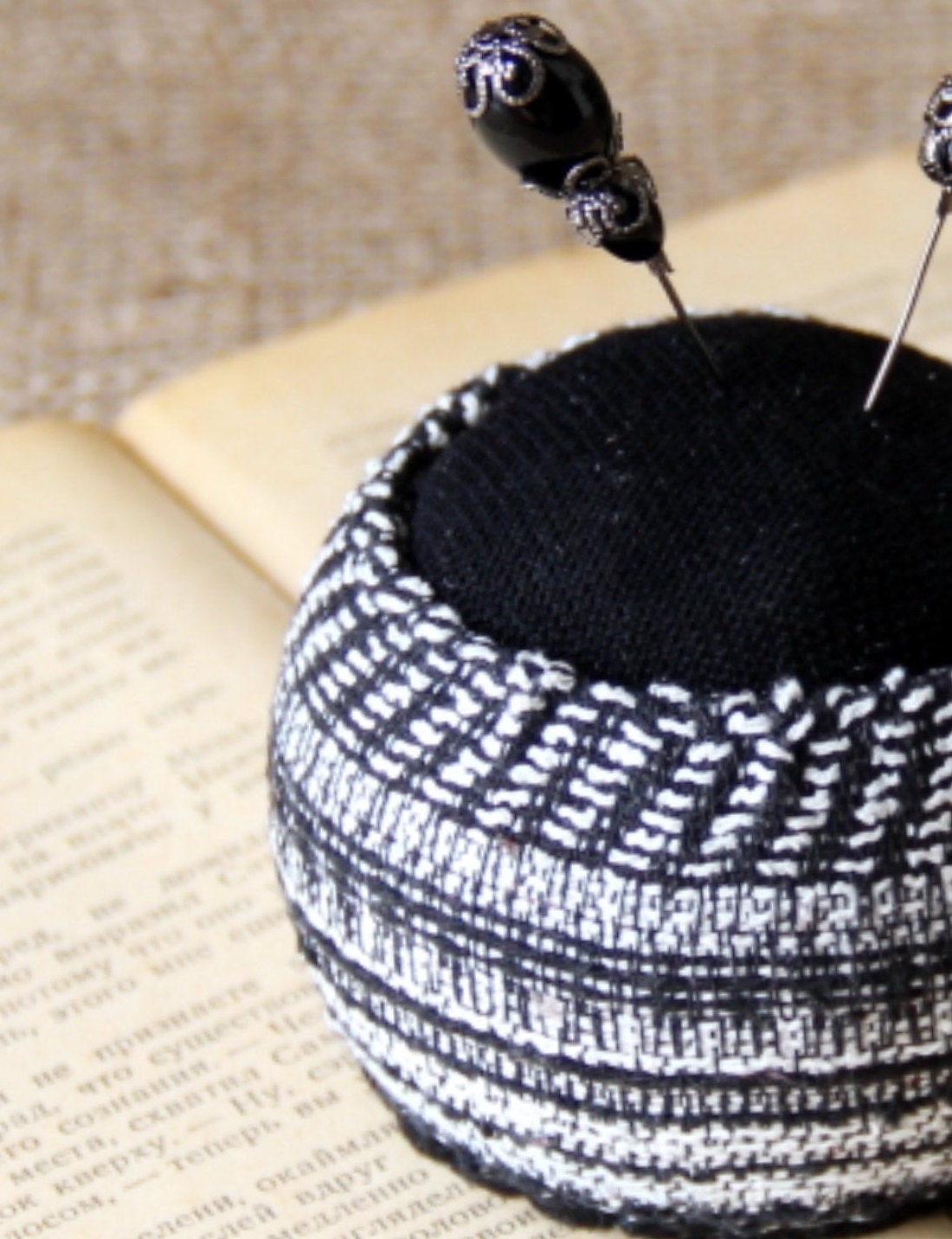 Monochrome pincushion tapestry Black and white pin cushions Etsy