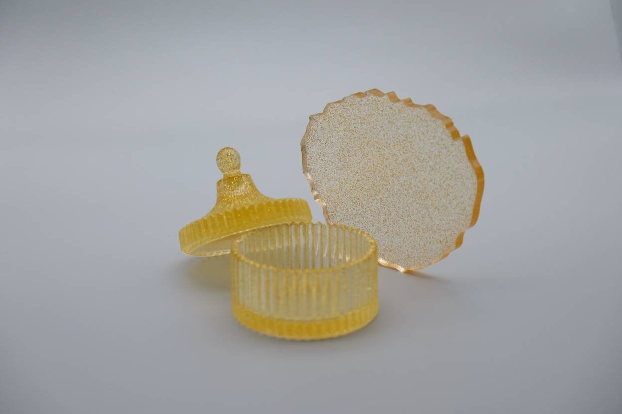 Caja de almacenamiento con tapa y posavasos de color dorado | Etsy