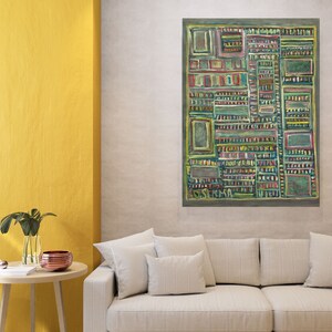 Earth Tone Wall Art Painting, Geometric Abstract Wall Hanging, Canvas Oil Painting, One of a Kind Home Decor, Original Art, Boho Art