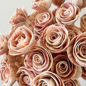 3-in-1 - HANDMADE SOLA Wood Flower - Berry Blonde Small Bloomed Rosette Rose | Diffuser Reeds | Dried Floral Design | DIY Wedding