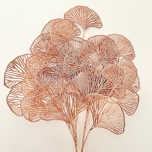 Artificial Gingko Palm Fan Leaf (Rose Gold) | Dried Flower Floral Design | Boho Arrangement | DIY Dried Flowers Wedding Bouquet