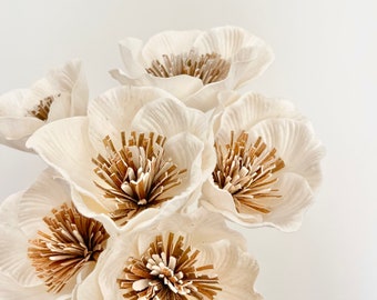 High Quality - HANDMADE SOLA Wood Flower - Brown Nectar Large Hibiscus Blooms | Diffuser Reeds | Dried Floral Design | Natural DIY Wedding