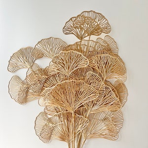 Artificial Gingko Palm Fan Leaf (Gold White Rose-Silver) | Dried Flower Floral Design | Boho Arrangement | DIY Dried Flowers Wedding Bouquet