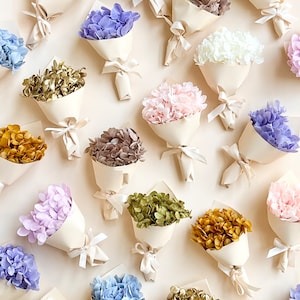 Mini Preserved Hydrangeas Bouquet | Wrapped in Ribbon - Dried Flower Floral Design | | DIY Flowers Wedding Confetti Cake Crafts Valentines