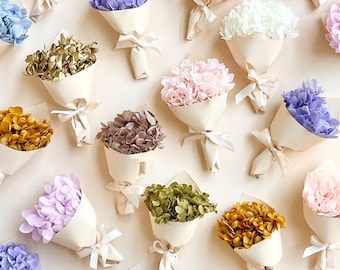 Mini Preserved Hydrangeas Bouquet | Wrapped in Ribbon - Dried Flower Floral Design | | DIY Flowers Wedding Confetti Cake Crafts Valentines
