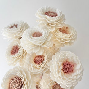 High Quality - HANDMADE SOLA Flower - 3-in-1 White Pink Pomponette Daisy | Diffuser Reeds | Dried Floral | Natural Arrangement | DIY Wedding