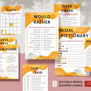 CITRUS - Bundle: 8 Editable & Printable Bridal Shower Games, Bridal Shower Games Bundle, Bachelorette Games, Bridal Party Games
