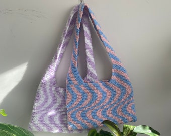 crochet canvas bag