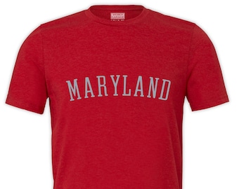 Maryland State T-Shirt - HEATHER RED - Unisex Made in USA 50/50 Ringspun Cotton / Poly