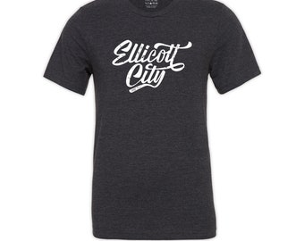 Old Ellicott City T-Shirt - HEATHER CHARCOAL - Unisex Made in USA 50/50 Ringspun Cotton / Poly