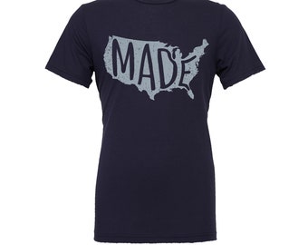 Made in USA T-Shirt - NAVY BLUE - Unisex 100% Ringspun Cotton