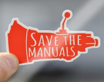 Pegatina roja con el lema "Guarda los manuales" - Adhesivo para coche - Adhesivos para botellas de agua - Adhesivo para portátil