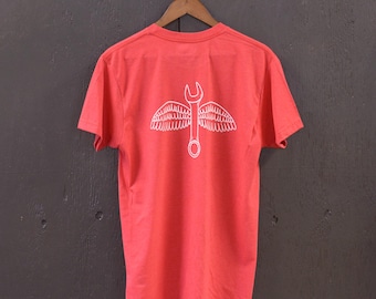 Flying Wrench Graphic Tee: Ringspun Cotton Mechanic Shirt