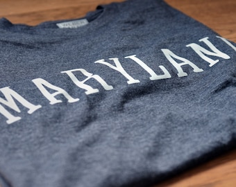 Maryland State TShirt - Unisex Made in USA 50/50 Ringspun Cotton / Poly