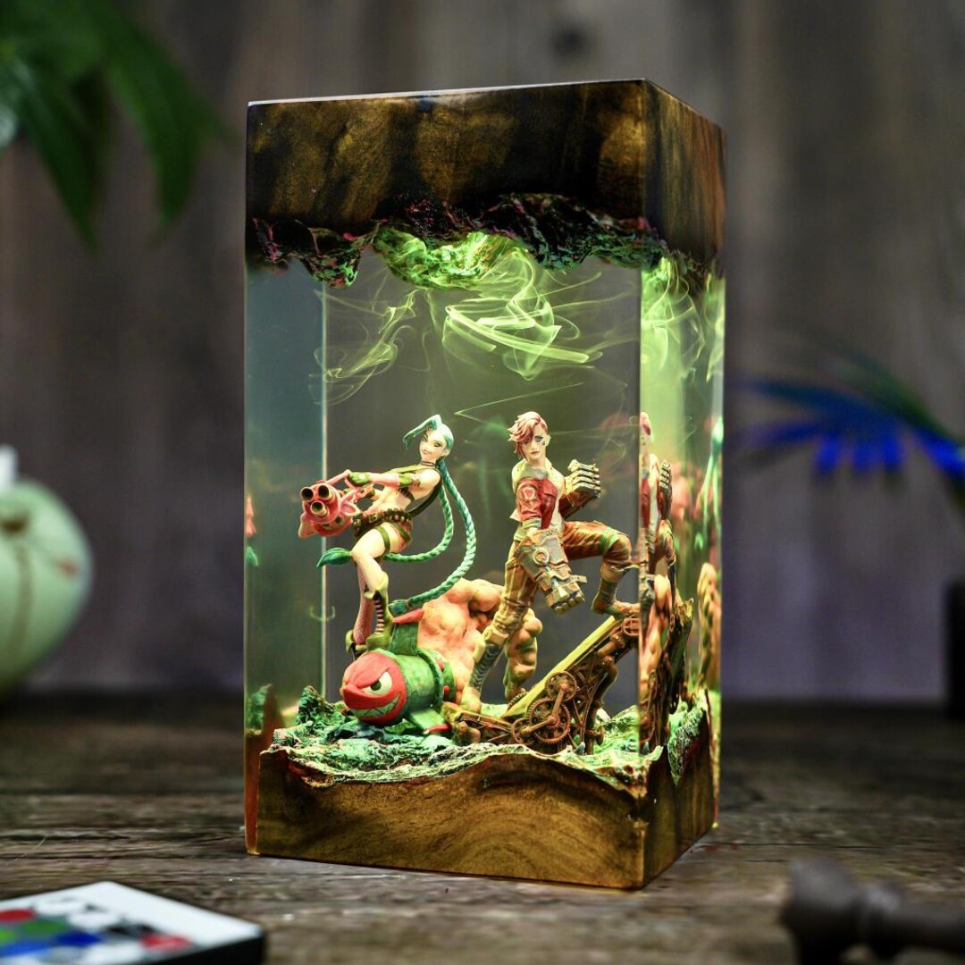 Jinx, Vi Arcane League of Legends Lamp – Handmade Resin Light & Gamer ...
