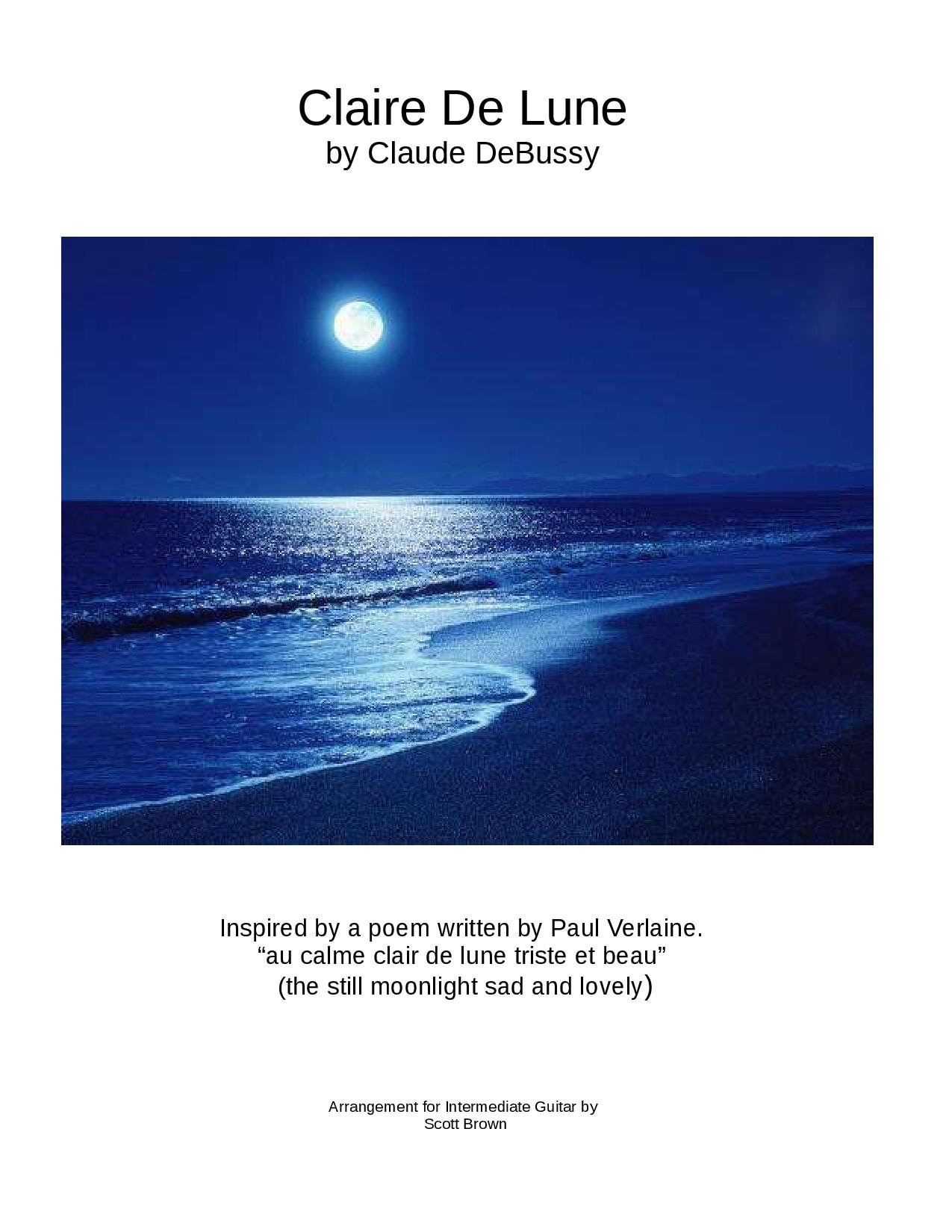 Tablature For Claire De Lune For Guitar Intermediate Etsy