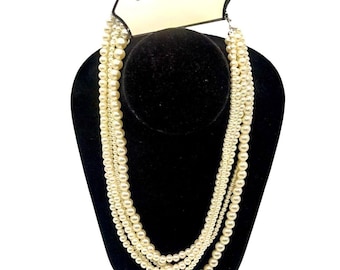 Napier Faux Pearl Off-White 20 Inch Multi-Strand Necklace With Elegant Design