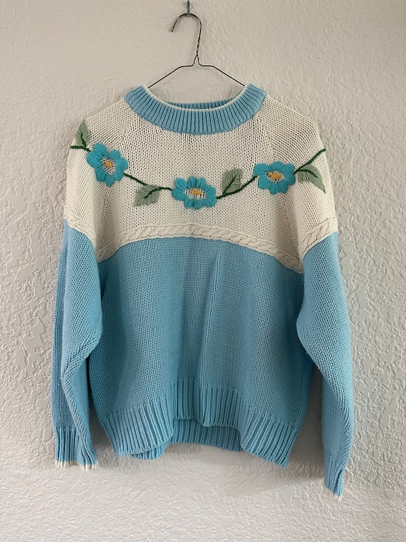Vintage Evian LTD Floral Sweater, Women's Sweater,