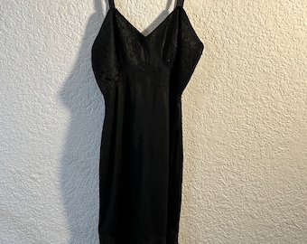 Vintage 50’s Slip Dress, Black Lace Slip Dress, Vintage Lingerie