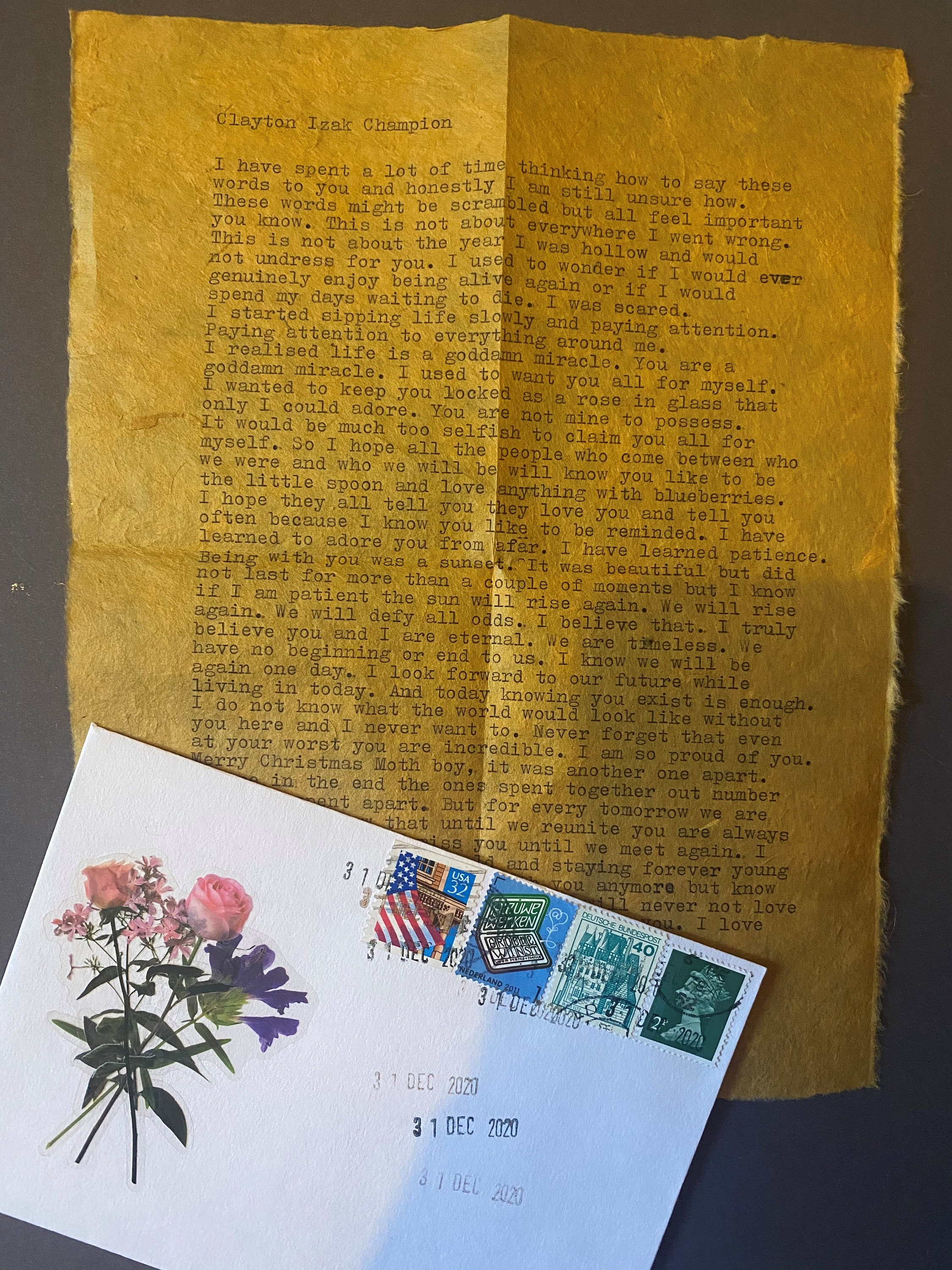 Personalised Typewritten Letter YOUR TEXT Handmade, Poems, Quotes