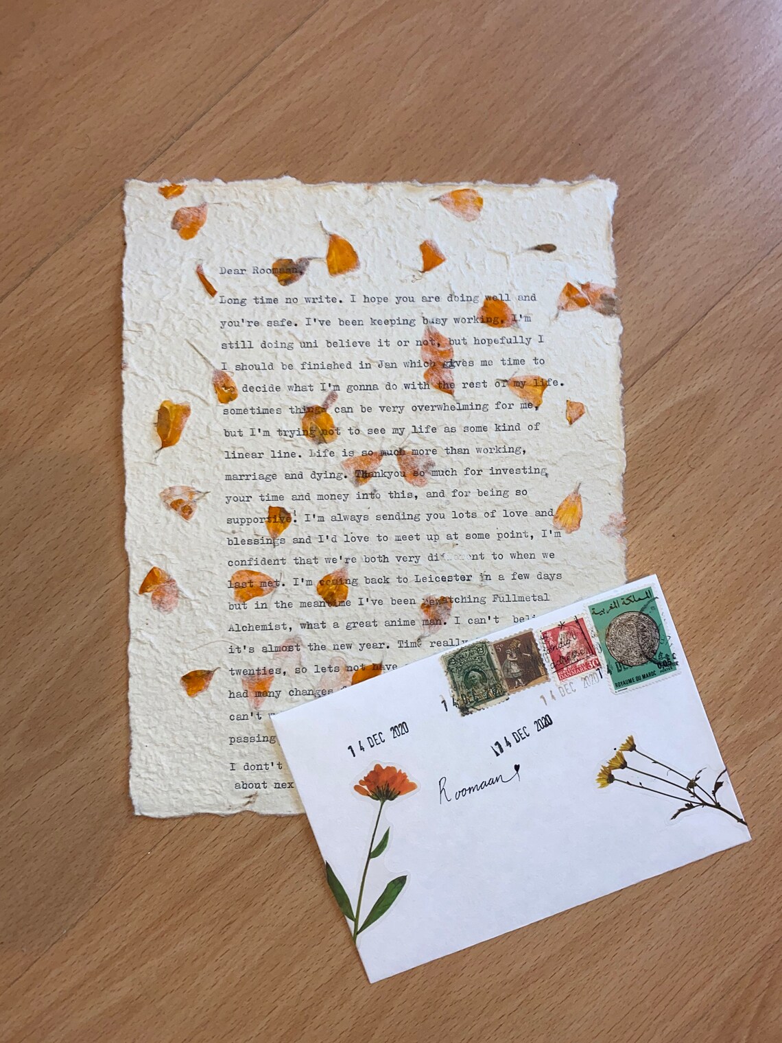 Personalised Typewritten Letter YOUR TEXT Handmade, Poems, Quotes