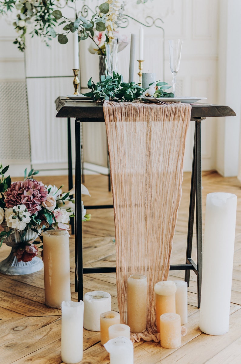 Beige Gauze wedding runner Rustic sand wedding table runners Etsy