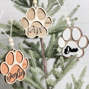 Custom Dog Paw Print Ornament: Personalized Wooden Christmas Ornament