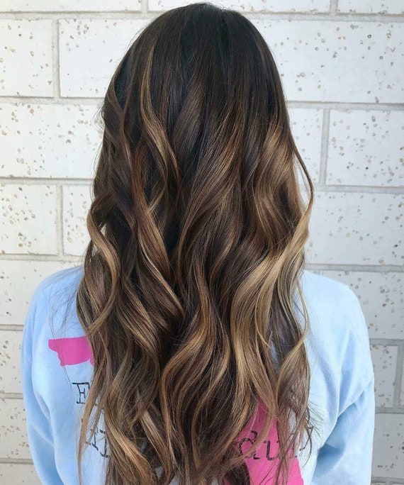 Luxury Caramel Blonde Balayage Highlight Dark Brown 100% Human - Etsy Australia Luxury Caramel Blonde Balayage Highlight Dark Brown 100% Human - Etsy Australia