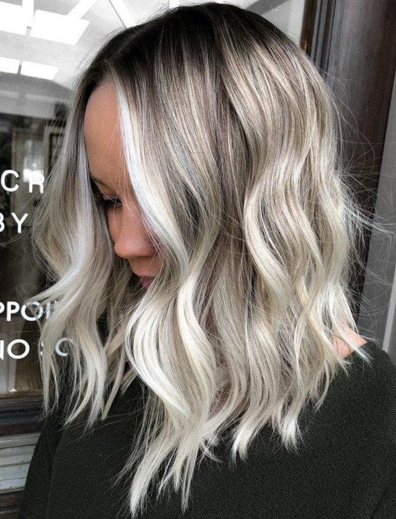 Luxury Platinum Blonde Bayalage on Black Hair 100% Human Hair - Etsy Australia Luxury Platinum Blonde Bayalage on Black Hair 100% Human Hair - Etsy Australia