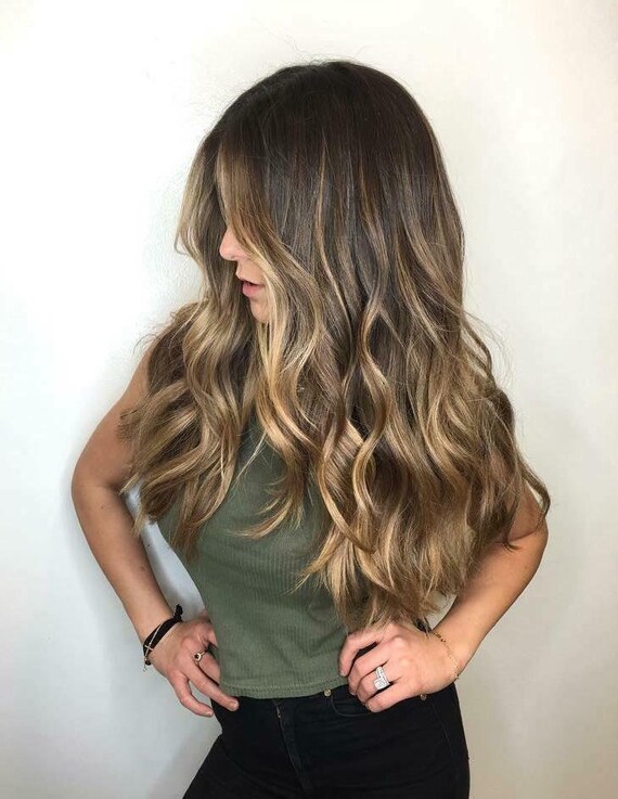 Luxury Dark Chocolate Brown Blonde Balayage Highlight 100% - Etsy Australia