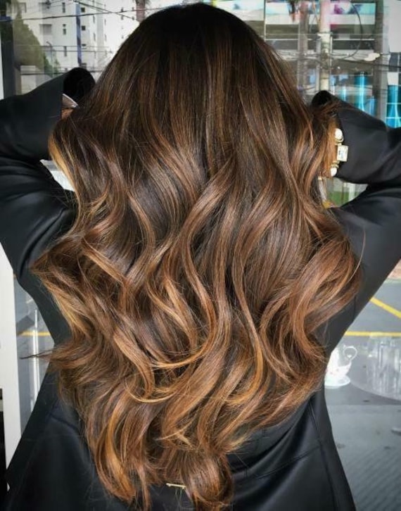 Luxury Dark Brown Caramel Blonde Balayage Highlight 100% Human - Etsy Australia Luxury Dark Brown Caramel Blonde Balayage Highlight 100% Human - Etsy Australia