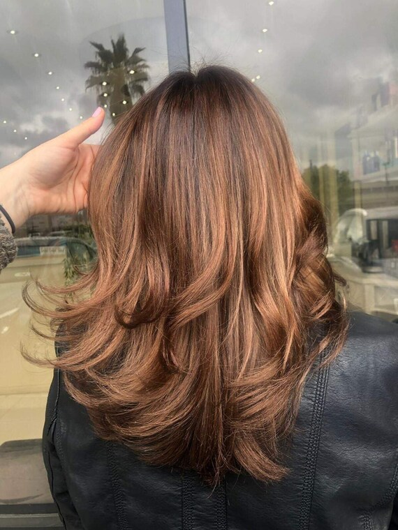 Luxury Dark Golden Brown Balayage Highlight 100% Human Hair - Etsy Australia Luxury Dark Golden Brown Balayage Highlight 100% Human Hair - Etsy Australia