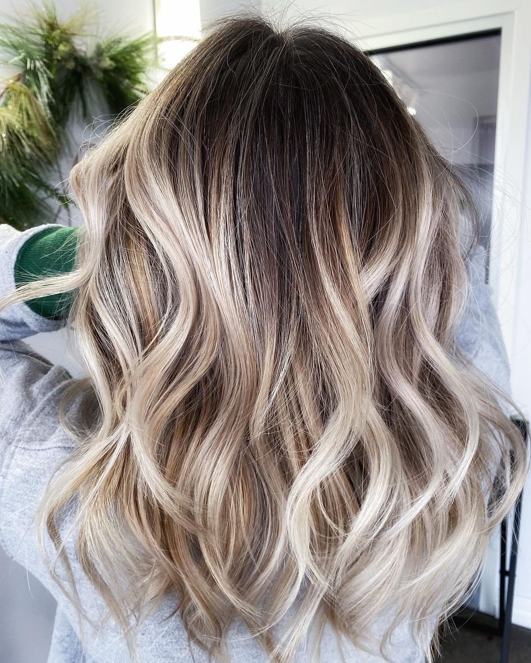 Luxury Ash Blonde Dark Brown Roots Balayage 100% Human Hair - Etsy Canada