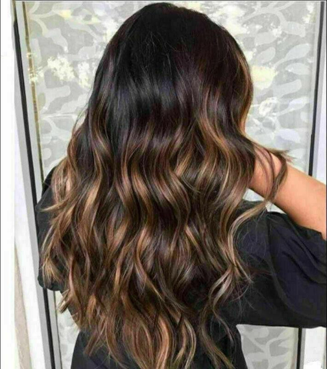 Luxury Dark Brown Balayage Highlight 100% Human Hair Swiss - Etsy New  Zealand