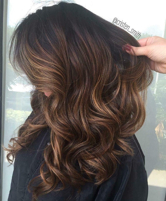 Luxury Caramel Mocha Brown Balayage Highlight 100% Human Hair - Etsy Luxury Caramel Mocha Brown Balayage Highlight 100% Human Hair - Etsy
